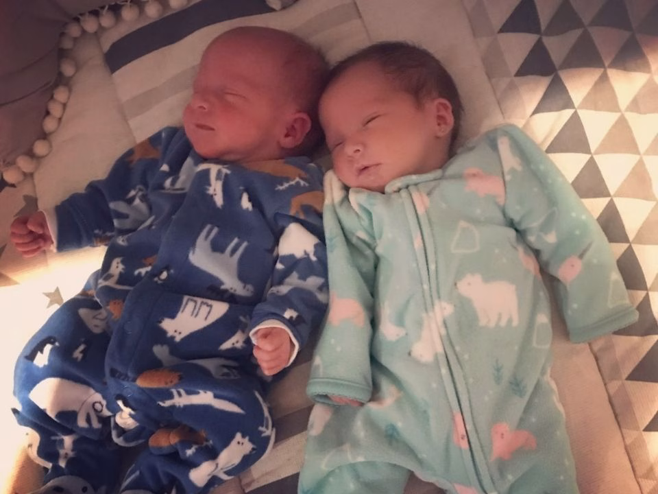 Luz with her baby skin to skin